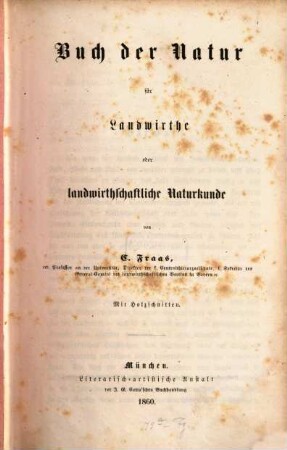 Buch der Natur für Landwirthe oder landwirthschaftliche Naturkunde
