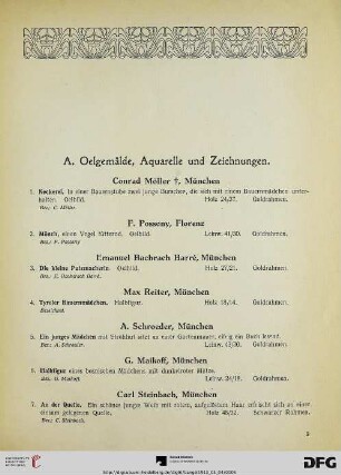 A. Ölgemälde, Aquarelle und Zeichnungen (Nr. 1-134)