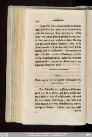 XXV. Nachtrag zu der bekannten Geschichte des de la Tude.