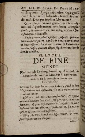 VI. Locus. De Fine Mundi.