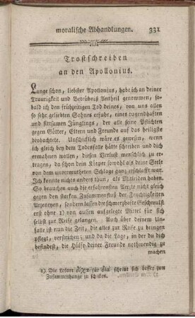 Trostschreiben an den Apollonius
