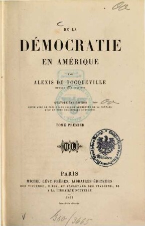 De la démocratie en Amérique, 1