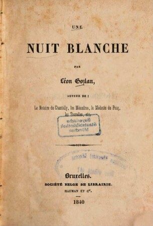 Une nuit blanche