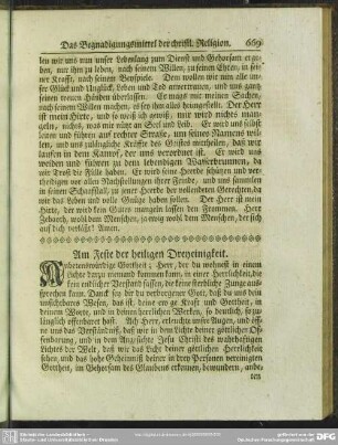 Am Feste der heiligen Dreyeinigkeit