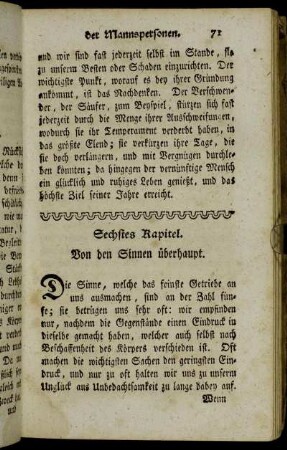 Sechstes Kapitel. Von den Sinnen überhaupt.