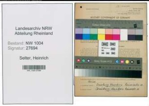 Entnazifizierung Heinrich Selter , geb. 26.11.1889 (Uhrmacher)