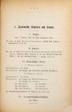 Personalbestand der Großherzoglich Hessischen Ludwigs-Universität zu Gießen. 1882. SS.