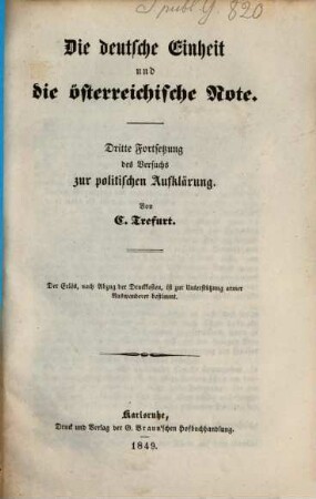 Die deutsche Einheit und die österreichische Note