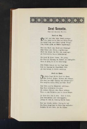 Drei Sonette. Von Hermann Burte. Kunst ein Weg.