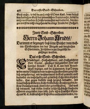 458-464, Das erste Send-Schreiben