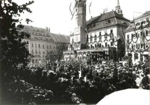 Bautzen. Huldigung an Friedrich August III., König von Sachsen, auf dem Hauptmarkt am 29. Mai 1905