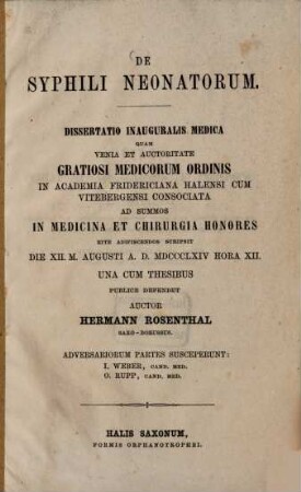De syphili neonatorum : Diss. inaug. med.