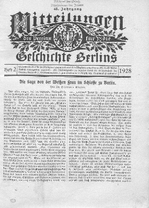 Die Sage von der Weißen Frau im Schlosse zu Berlin
