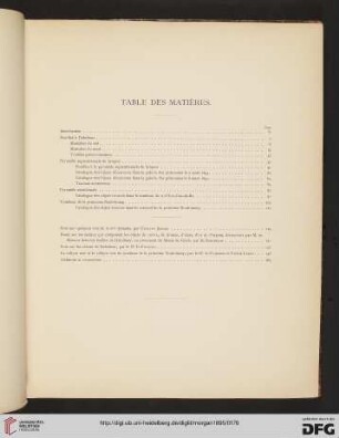 Table des Matières