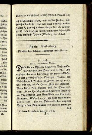 Zweite Abtheilung. Pflichten des Bürgers, Regenten und Gatten.