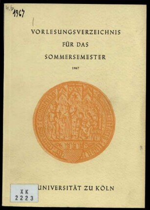 Vorlesungsverzeichnis Universität Köln SS1967
