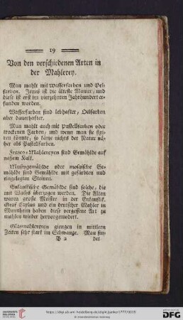Von den verschiedenen Arten der Mahlerey