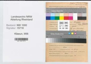 Entnazifizierung Willi Klawun, geb. 03.07.1907 (Arbeiter)