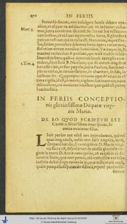 In Feriis Conceptionis gloriosissimæ Deiparæ virginis Mariæ