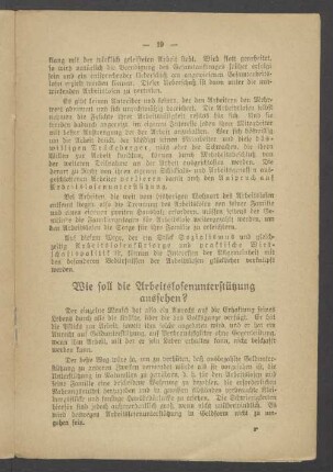 Wie soll die Arbeitslosenunterstützung aussehen?