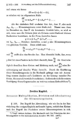 Zweites Kapitel. Aeussere Multiplikation, Division und Abschattung der Elementargrössen.