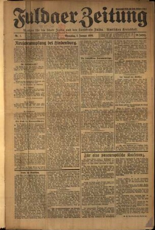 Erste Ausgabe vom Dienstag, den 01. Januar 1929.