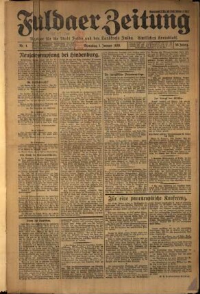 Erste Ausgabe vom Dienstag, den 01. Januar 1929.
