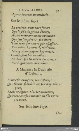 A Madame la Duchesse d'Orleans