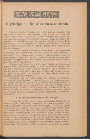 O principio e o fim da evolução do mundo