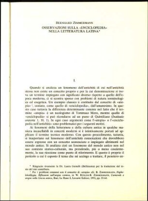 Osservazioni sulla "Enciclopedia" nella letteratura latina