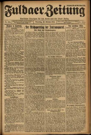 Erste Ausgabe vom Dienstag, den 28. Oktober 1924.