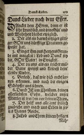 Danck-Lieder nach dem Essen. - Vom Göttlichen Wort.