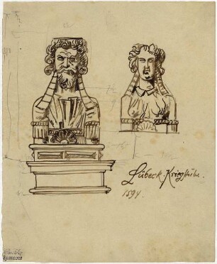 Lübecker Rathaus, Figuren (Büsten) aus der Kriegsstube