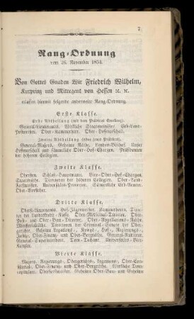 Rang=Ordnung vom 26. November 1834.