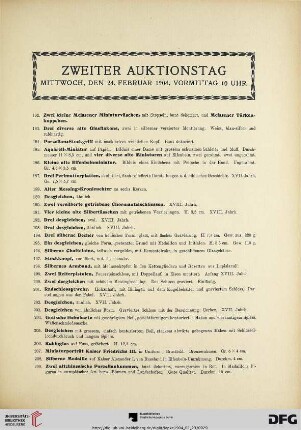 Zweiter Auktionstag: Mittwoch, den 24. Februar 1904, vormittag 10 Uhr (Nr. 182-360)