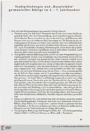 Stadtgründungen und ‚Hauptstädte‘ germanischer Könige im 5. – 7. Jahrhundert