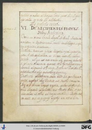 [fol. 39] De recipiendis professoribus academicis