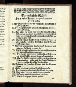 Vornehmbste Stücke Die in diesem Tractetl proponiret und expliciret werden (keine Seitenzahlen genannt!)