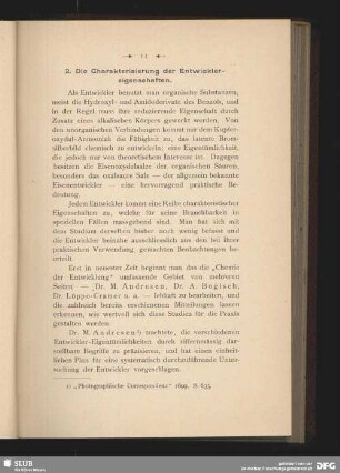 2. Die Charakterisierung der Entwicklereigenschaften