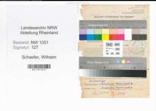 Entnazifizierung Wilhelm Schaefer , geb. 15.03.1887 (Lehrer)