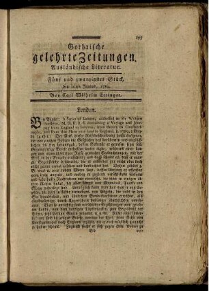 Fünf und zwanzigstes Stück, den 20ten Junius, 1789.