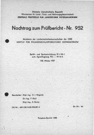 Applikationseinrichtung B 1-10-1 zum Flugzeug PZL-M18 A