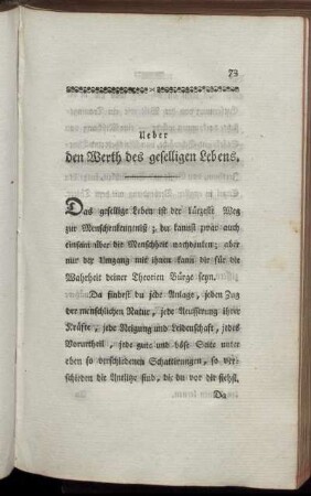 Ueber den Werth des geselligen Lebens.
