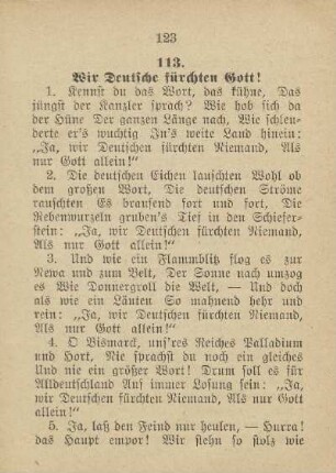 113. Wir Deutsche fürchten Gott!