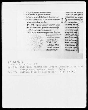 Pseudo-Paterius B (Bruno Monachus) — Initiale D (um de maledicti), Folio 47verso