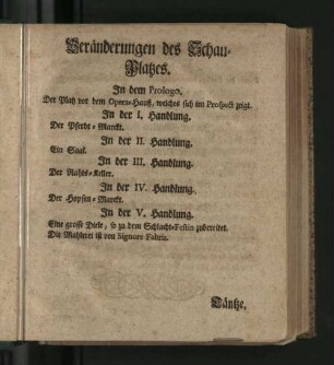 [Veränderungen des Schau-Platzes. - Die Tänze.]