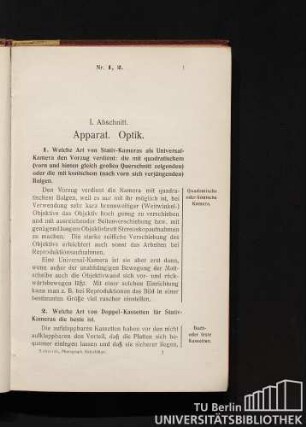 I. Abschnitt. Apparat. Optik.