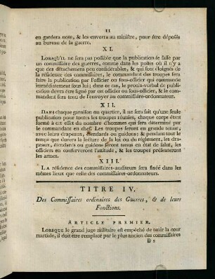11-25, Titre IV. - Titre VII.