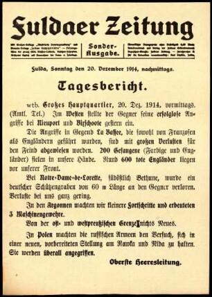 Ausgabe vom Sonntag, den 20. Dezember 1914.