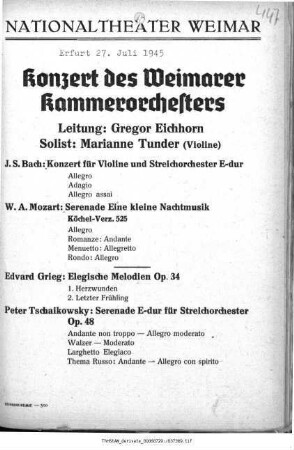 Konzert des Weimarer Kammerorchesters